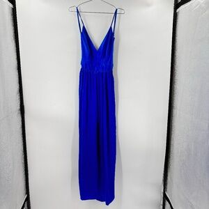 Contrarian Babs Bibb Silk Maxi Dress Sapphire Blue Size 4